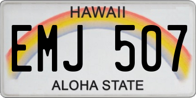 HI license plate EMJ507