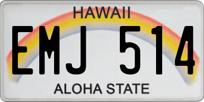 HI license plate EMJ514