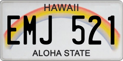 HI license plate EMJ521