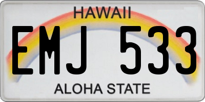 HI license plate EMJ533