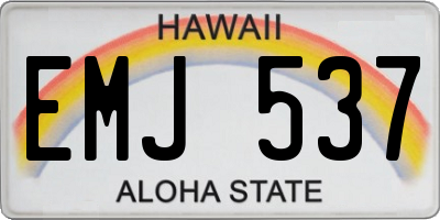 HI license plate EMJ537