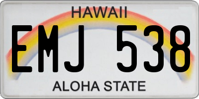 HI license plate EMJ538