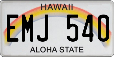 HI license plate EMJ540
