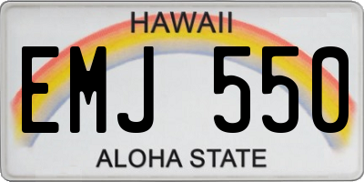 HI license plate EMJ550