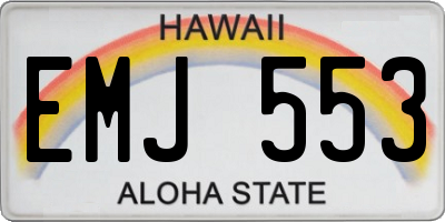 HI license plate EMJ553