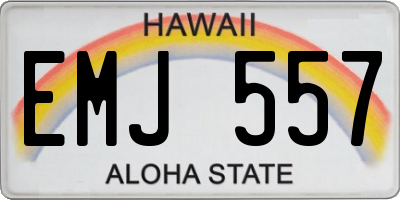 HI license plate EMJ557