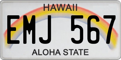HI license plate EMJ567