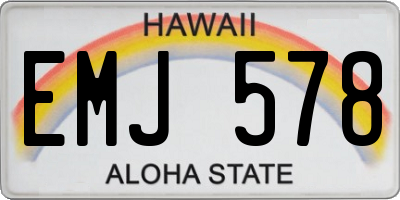 HI license plate EMJ578