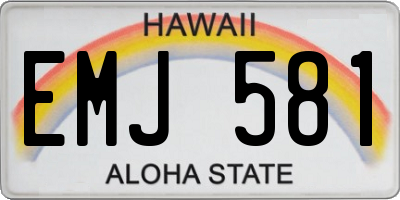 HI license plate EMJ581