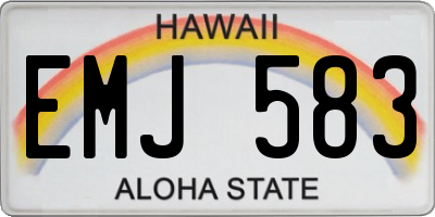 HI license plate EMJ583