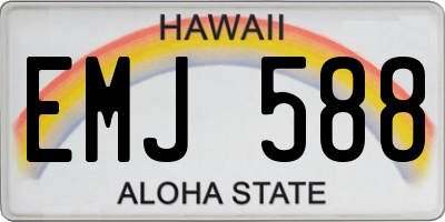 HI license plate EMJ588