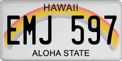 HI license plate EMJ597