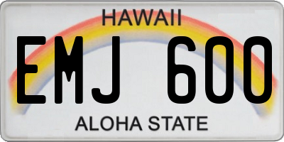 HI license plate EMJ600