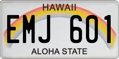 HI license plate EMJ601