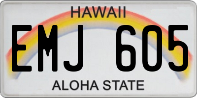 HI license plate EMJ605