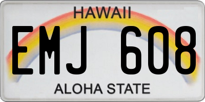 HI license plate EMJ608
