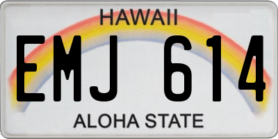 HI license plate EMJ614