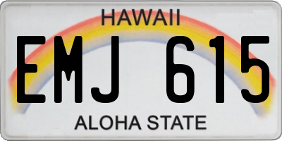 HI license plate EMJ615