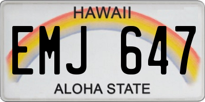 HI license plate EMJ647