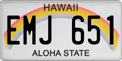 HI license plate EMJ651