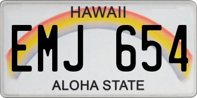 HI license plate EMJ654