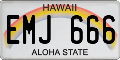 HI license plate EMJ666