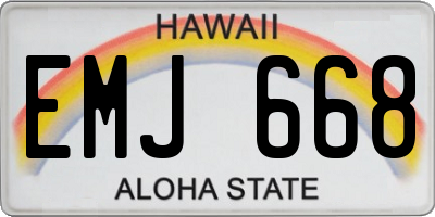 HI license plate EMJ668