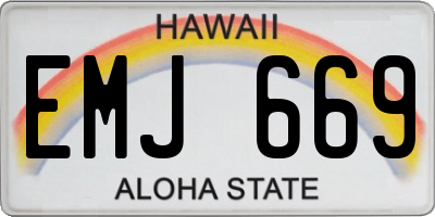 HI license plate EMJ669