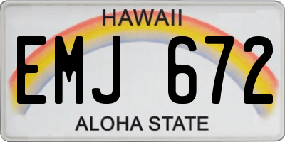 HI license plate EMJ672