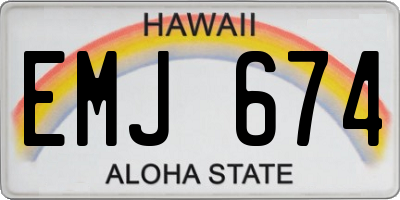 HI license plate EMJ674