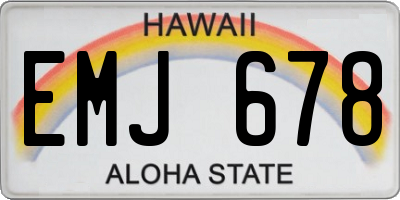 HI license plate EMJ678