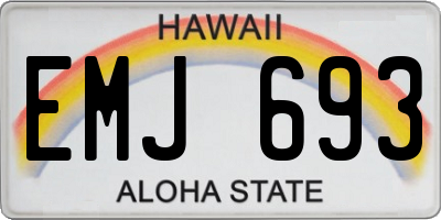 HI license plate EMJ693