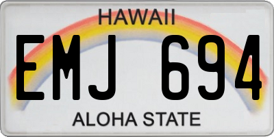 HI license plate EMJ694