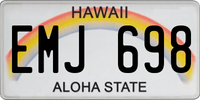 HI license plate EMJ698