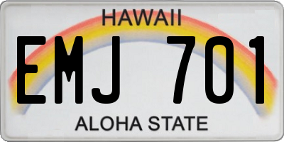 HI license plate EMJ701