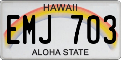 HI license plate EMJ703