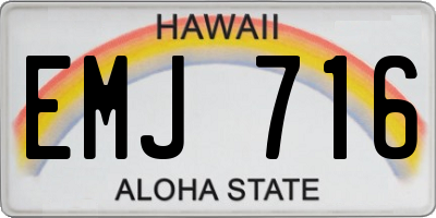 HI license plate EMJ716