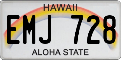 HI license plate EMJ728