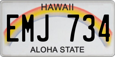 HI license plate EMJ734