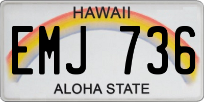 HI license plate EMJ736