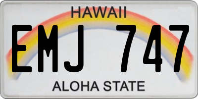 HI license plate EMJ747