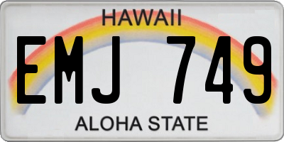 HI license plate EMJ749