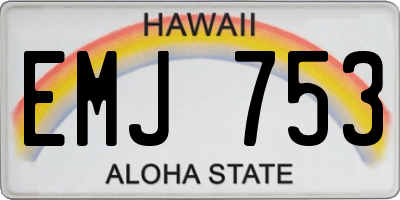 HI license plate EMJ753