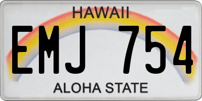HI license plate EMJ754