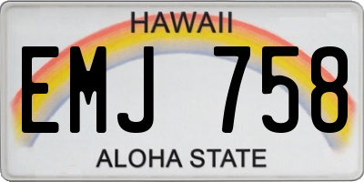 HI license plate EMJ758