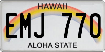 HI license plate EMJ770