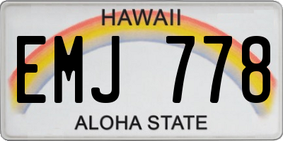 HI license plate EMJ778