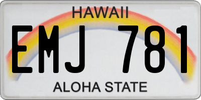 HI license plate EMJ781