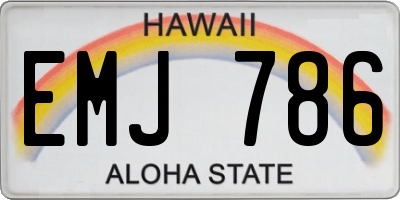 HI license plate EMJ786