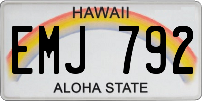 HI license plate EMJ792